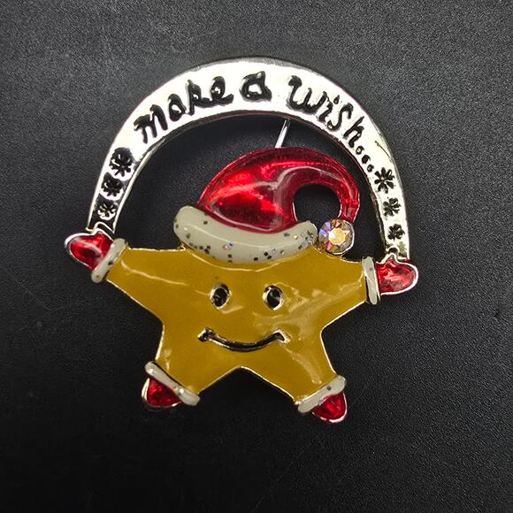 AAI Make a Wish Star Brooch Christmas Santa Hat Wish Upon a Star - Picture 1 of 6